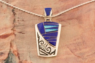 Calvin Begay Genuine Blue Lapis Sterling Silver Pendant